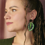 Calathea Medallion Earrings - Green - DORUZOVA